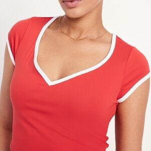 Old Navy Active PowerSoft Ultra Crop Top Women's Large Coral Go-Dry Fitness